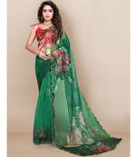 green Organza saree with blouse piece