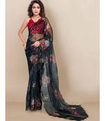 black Organza saree with blouse piece