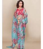 Sky_Blue Organza Saree With Blouse Piece