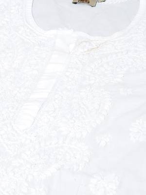 Ada Hand Embroidered White Cotton Lucknowi Chikankari Women Top - A359765 10