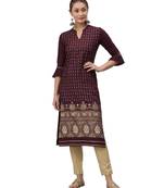 Dark-maroon woven rayon kurtas-and-kurtis