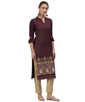 Dark-maroon woven rayon kurtas-and-kurtis 2