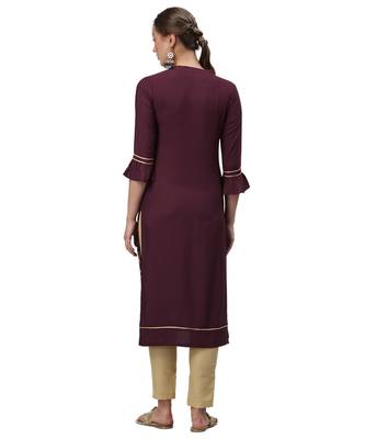Dark-maroon woven rayon kurtas-and-kurtis 3