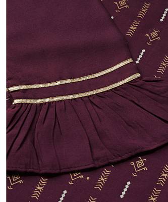 Dark-maroon woven rayon kurtas-and-kurtis 5