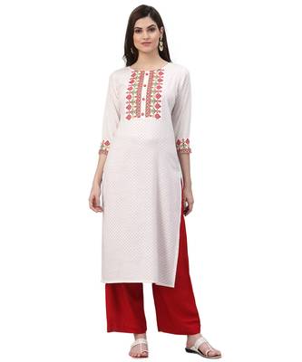 Off-white embroidered cotton kurtas-and-kurtis 1