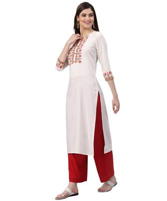 Off-white embroidered cotton kurtas-and-kurtis 2