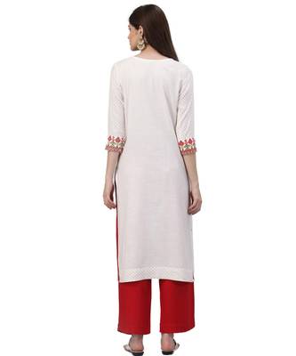 Off-white embroidered cotton kurtas-and-kurtis 3