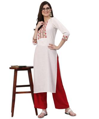 Off-white embroidered cotton kurtas-and-kurtis 4