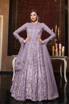 Lavender embroidered net salwar 1