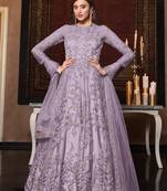 Lavender embroidered net salwar