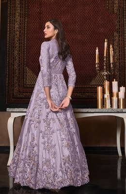 Lavender embroidered net salwar 2