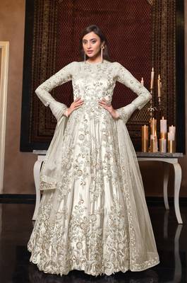 White embroidered net salwar 1
