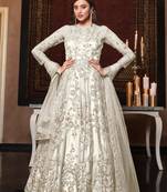 White embroidered net salwar