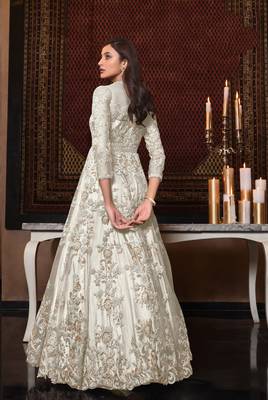 White embroidered net salwar 2