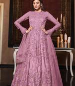 Pink embroidered net salwar