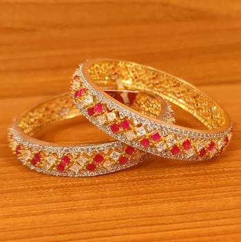 Gold Bridal Bangles with American Diamonds 1