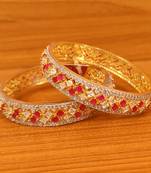 Gold Bridal Bangles with American Diamonds
