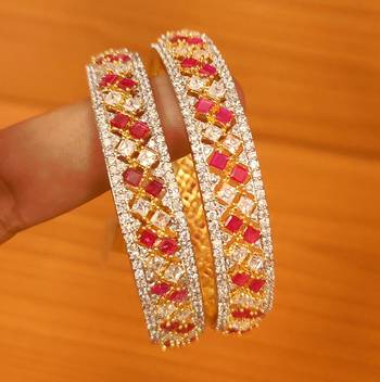 Gold Bridal Bangles with American Diamonds 2