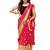 Red embroidered crepe saree with blouse
