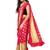 Red embroidered crepe saree with blouse