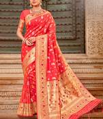 Rose woven silk saree with blouse