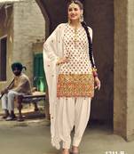 White embroidered faux georgette salwar