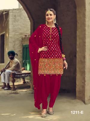 Maroon embroidered faux georgette salwar 1