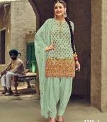 Light-green embroidered faux georgette salwar