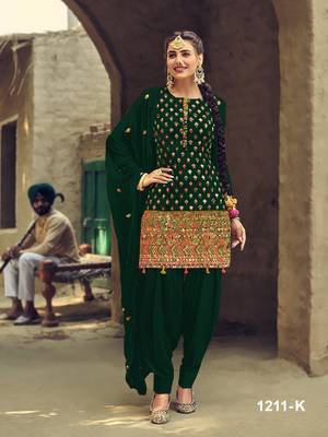 Green embroidered faux georgette salwar 1
