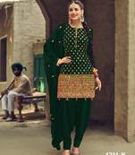 Green embroidered faux georgette salwar