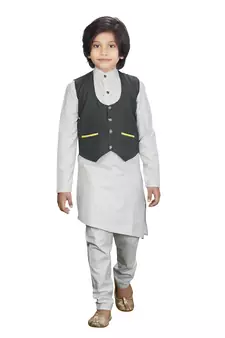 EVERWILLOW ETHNIC WEAR KURTA PYJAMA WITH WAIST COAT JACKET FOR KIDS AND BOYS