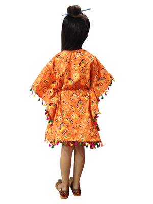 Aglare cotton cute kurti,kaftan,  Kaftan for kids.Kaftan  orange hathi 2