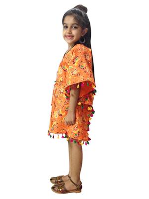 Aglare cotton cute kurti,kaftan,  Kaftan for kids.Kaftan  orange hathi 3