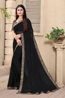Black woven art silk saree with blouse 2