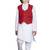 EVERWILLOW ETHNIC WEAR WHITE KURTA PYJAMA WITH RED WAIST COAT JACKET FOR KIDS AND BOYS