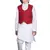 EVERWILLOW ETHNIC WEAR WHITE KURTA PYJAMA WITH RED WAIST COAT JACKET FOR KIDS AND BOYS