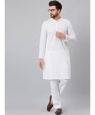 White Green Chikankari Embroidered Woven Design Straight Kurta With Pyjama 3