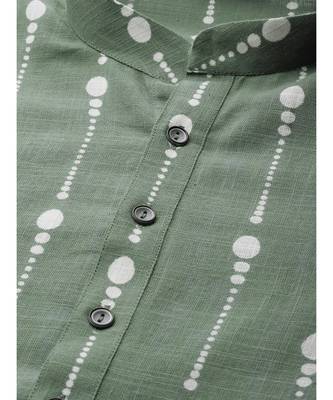 Green & White Printed Straight Kurta With Pyjama 2