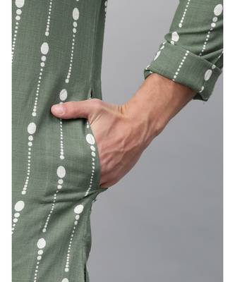 Green & White Printed Straight Kurta With Pyjama 6