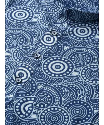 Men Blue Indigo Hand Block Print Straight Sustainable Kurta With Pyjama 2