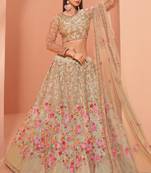 Light-green embroidered net semi stitched lehenga