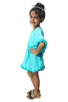 Aglare Crepe,kaftan dress kaftan nighty kaftan kurtis kaftan top  turquoise 