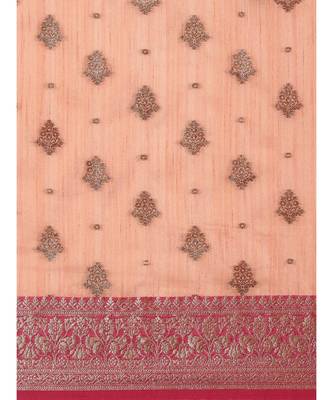 Sangam Prints Peach Cotton Handloom Woven Work Traditional Saree 3