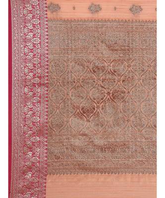 Sangam Prints Peach Cotton Handloom Woven Work Traditional Saree 4