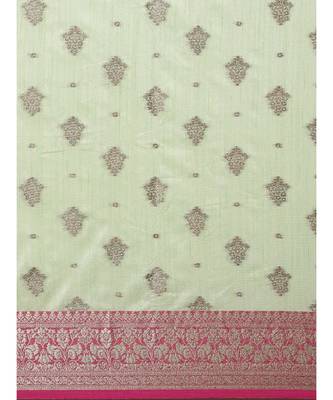 Sangam Prints Light Green Cotton Handloom Woven Work Traditional Saree 3