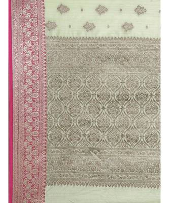 Sangam Prints Light Green Cotton Handloom Woven Work Traditional Saree 4