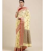 Sangam Prints Yellow Cotton Handloom Woven Work Traditional Saree