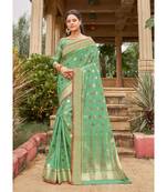 Sangam Prints Light Green Cotton Handloom Woven Work Traditional Saree