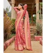 Sangam Prints Pink Cotton Handloom Woven Work Traditional Saree