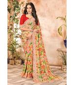 Sangam Prints Peach Georgette Printed Traditional Saree